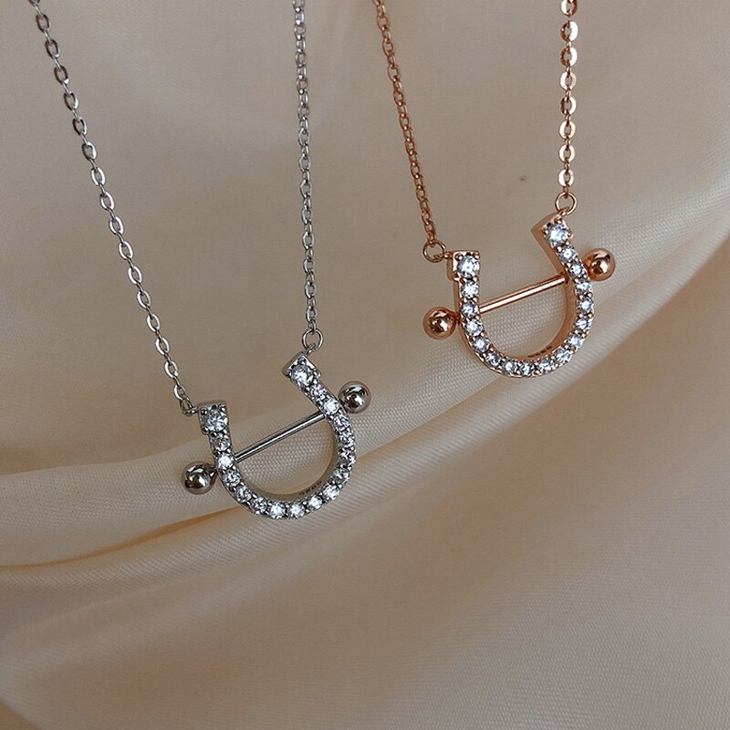 Elegant Horseshoe Necklace and Earrings